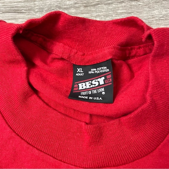 VTG Best Shirt Men's XL Red 50/50 Fruit Of The Loom Blank Single Stitch - Picture 3 of 5